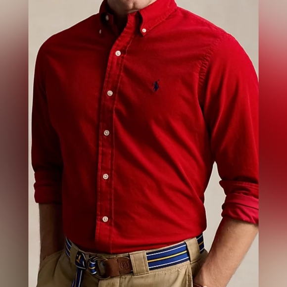 Mens Long Sleeve Ralph Lauren Red Blake Button Down Shirt. Size Large - Picture 1 of 6